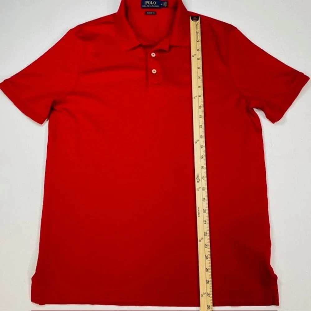 Polo Ralph Lauren Mens Classic Fit Red Short Sleeve Pique Polo Shirt Size Medium